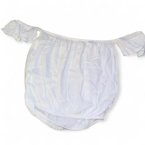 Brandy Melville white crop flutter sleeve top - Picture 3 of 3